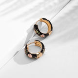 New Fashion Enamel Flower Huggie Hoop Vintage Boho Circle Handmade Earrings