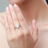 Luxury 3CT Sparkling Water Drop Shape AAAA Lab Created Diamond Silver Rings
