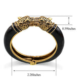 Unique Design Trendy Double Leopard Head Enamel Statement Cuff Bracelets Bangles, Gold Plated Animal Vintage Bracelet