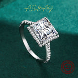 Fashion Luxury Princess Square Cut AAAA Lab Created Diamonds 925 Silver Rings