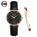 New Elegant Quartz Ladies Watches Stainless Steel Mesh Casual Waterproof Wrist Watches with 1 Set Bracelet