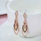 14K Gold Filled Black Zircon Vintage Splicing Long Drop Dark Series Elegant Earrings