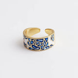 New Fashion Hadmade Enamel Colourful Flower Adjustable Gold Plated Rings
