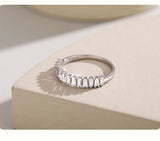 Transparent Trapezoidal AAAA Lab Created Diamond925 Sterling Silver Finger Ring