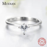 Minimalism Clear AAAA Simulated Diamond Heart Ring - Silver Wedding Engagement Statement Fine Jewellery - The Jewellery Supermarket