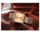 Top Luxury Brand Elegant Ladies Square Dial Wristwatches - Genuine Leather Strap Quartz Movement Design Women Gifts
