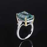 Amazing Rectangular Mint Green High Quality AAAAA High Carbon Diamonds Fine Jewellery Wedding Party Rings