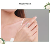 Open, Irregular Wave Design Dazzling AAAA Lab Created Diamonds Silver Ring