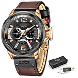 New Arrival Top Brand Leather Chronograph Waterproof Sport Automatic Date Quartz Mens Watches - The Jewellery Supermarket