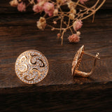 14K Gold Filled Luxury Full Bling AAA Zircon Diamonds Round Smooth Fashion Clip Earrings