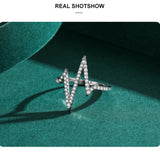 Heart Beat Design Silver Personality AAAA Lab Created Diamonds New Style Ring