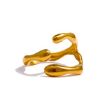 18K Gold Plated Stainless Steel New Design Metalic Trendy Open Ring