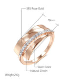 Brand New Luxury Crystal Flower Fashion 14K Rolled Rose Gold AAA Zircon Diamonds Ring - Vintage Wedding Jewellery