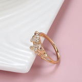 14K Rolled Gold Trendy Micro Inlay AAA Zircon Diamonds Butterfly Design Glossy Ring
