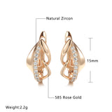 14K Rolled Gold Vintage Elegant Fashion AAA Zircon Diamonds Hollow & Glossy Clip Earrings