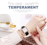 New Arrival Top Brand Elegant Solid Stainless Steel Square Dial Quartz Rose Gold Colour Ladies Watches for Women