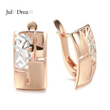 14K Rolled Gold Minimalist Vintage Glossy Square Drop Hollow Earrings Fine Jewellery