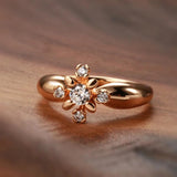 Luxury Crystal AAA Zircon FlowerFilled 14K Rose Gold Fashion Rings for Women Daily Fine Jewellery