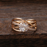 Superb 14K Filled Gold Large AAA Zircon Diamonds Heart & Arrow Cupid Cut Stone Rings