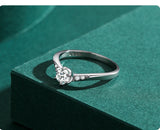 New Sterling Silver Fashion Round Clear AAAA Lab Created Diamond Solitaire Ring