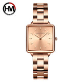 New Arrival Top Brand Elegant Solid Stainless Steel Square Dial Quartz Rose Gold Colour Ladies Watches for Women