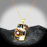 Exquisite Geometric AAA Zircon Diamond Hollow Flower Handmade Enamel Pendant
