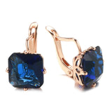 14K Filled Gold Square Large AAA Green White Blue Zircon Earrings Fashion Earrings