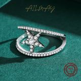Five-Pointed Star Fashion Sparkling AAAA Lab Created Diamonds Silver Ring