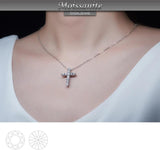 Sparkling 1.1ct 3mmX11 Round Cut D VVS1 Moissanite Diamonds Silver Christian Religious Cross Necklace Fine Jewellery - The Jewellery Supermarket