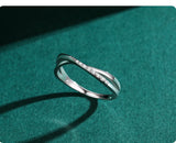 Geometric Line Top Quality Sterling Silver Clear AAAA Lab Created Diamond Ring