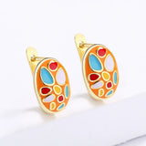 Fashion Newest Yellow Gold Colour Colorful Enamel Handmade Epoxy Earrings
