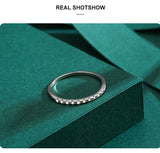 Half-Eternity AAAA Lab Created Diamond Silver Minimalist Design Stackable Ring