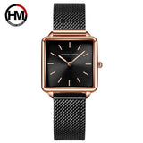 New Arrival Top Brand Elegant Solid Stainless Steel Square Dial Quartz Rose Gold Colour Ladies Watches for Women