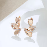 14K Filled Gold Edge Inlay AAA Zircons Diamonds Unique Folding Clip Fashion Earrings