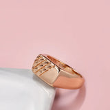 Modern Fashion 14 Karat Rolled Gold Glossy Square Cutting Men's Signet Ring