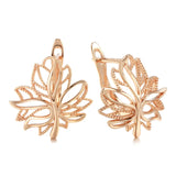 14 Karat Gold Filled Life Tree Glossy Hollow Clip Hoop Earrings Elegant Jewellery