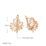 14 Karat Gold Filled Life Tree Glossy Hollow Clip Hoop Earrings Elegant Jewellery