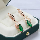 14K Gold Filled Luxury Garnet Pomegranate AAA Zircon Crystals Long Hollow Earrings