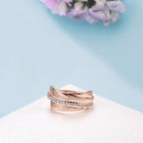 Brand New Luxury Crystal Flower Fashion 14K Rolled Rose Gold AAA Zircon Diamonds Ring - Vintage Wedding Jewellery