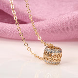 14K Rolled Gold Luxury Hollow Flower Design Micro-wax Inlay AAA Zircon Diamonds Necklace