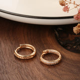 14K Rolled Gold Classic Double Layer Full AAA Zircon Diamonds Women Hoop Earrings