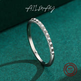 Half-Eternity AAAA Lab Created Diamond Silver Minimalist Design Stackable Ring
