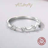 Delicate Curved AAAA Lab Created Diamond Silver Lovely Moon Stackable Ring