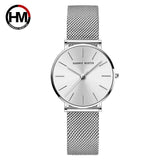 Elegant New Style Japan Quartz Movement Top Brand Stainless Steel Mesh Band Gold Colour Ladie's Waterproof Watches
