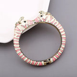 New Arrived Women's Gold Plated Cuff Bangle Statement Braelet Animal Style with Enamel Colorful Horse Bracelet Double Colors - The Jewellery Supermarket