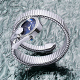 Amazing Luxury Brand Red Dial Snake Shape Zirconia Diamond Ladies Gold Iced Out Analog Quartz Movt Unique Watch