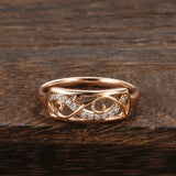 Latest Fashion Ethnic Style 14K Rolled Rose Gold Hollow Carved Pattern AAA Zircon Diamonds Rings - Fine Jewellery