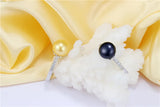 Superb Real Cultured Pearl Sterling Silver AAA Zircon Diamonds Adjustable Rings