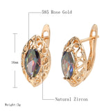 14 Karat Filled Gold Multicolour AAA Zircon Crystals Geometric Hollow Vintage Earrings