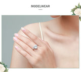 Heart Design Elegant Romantic Sparkling AAAA Lab Created Diamond Silver Rings